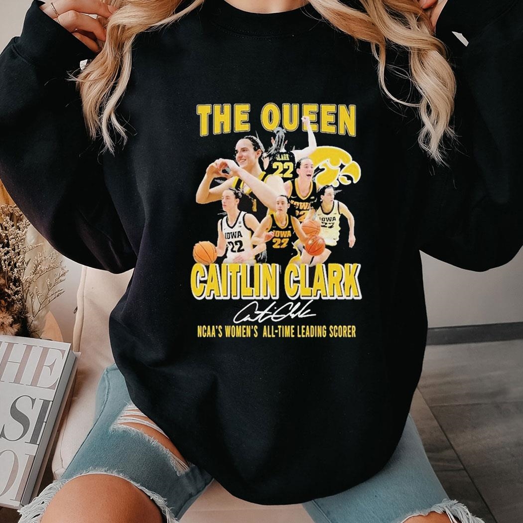 Official Caitlin Clark Iowa Hawkeyes The Queen Of Record Shirt Ladies Tee