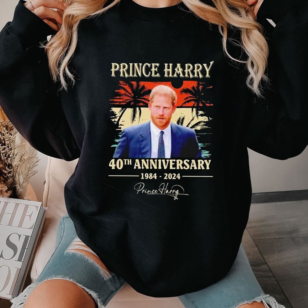 Prince Harry 40th Anniversary 1984 2024 Signature Shirt Ladies Tee
