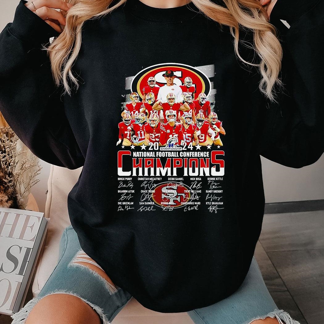 San Francisco 49ers 2024 Nfc Champions Signatures Shirt Hoodie