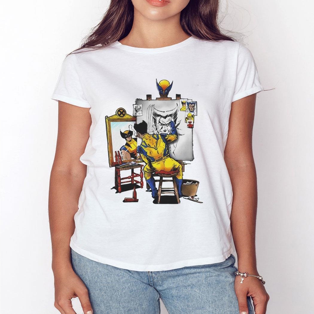 Snikt Portrait Wolverine Norman Rockwells Triple Self Portrait T-shirt Hoodie