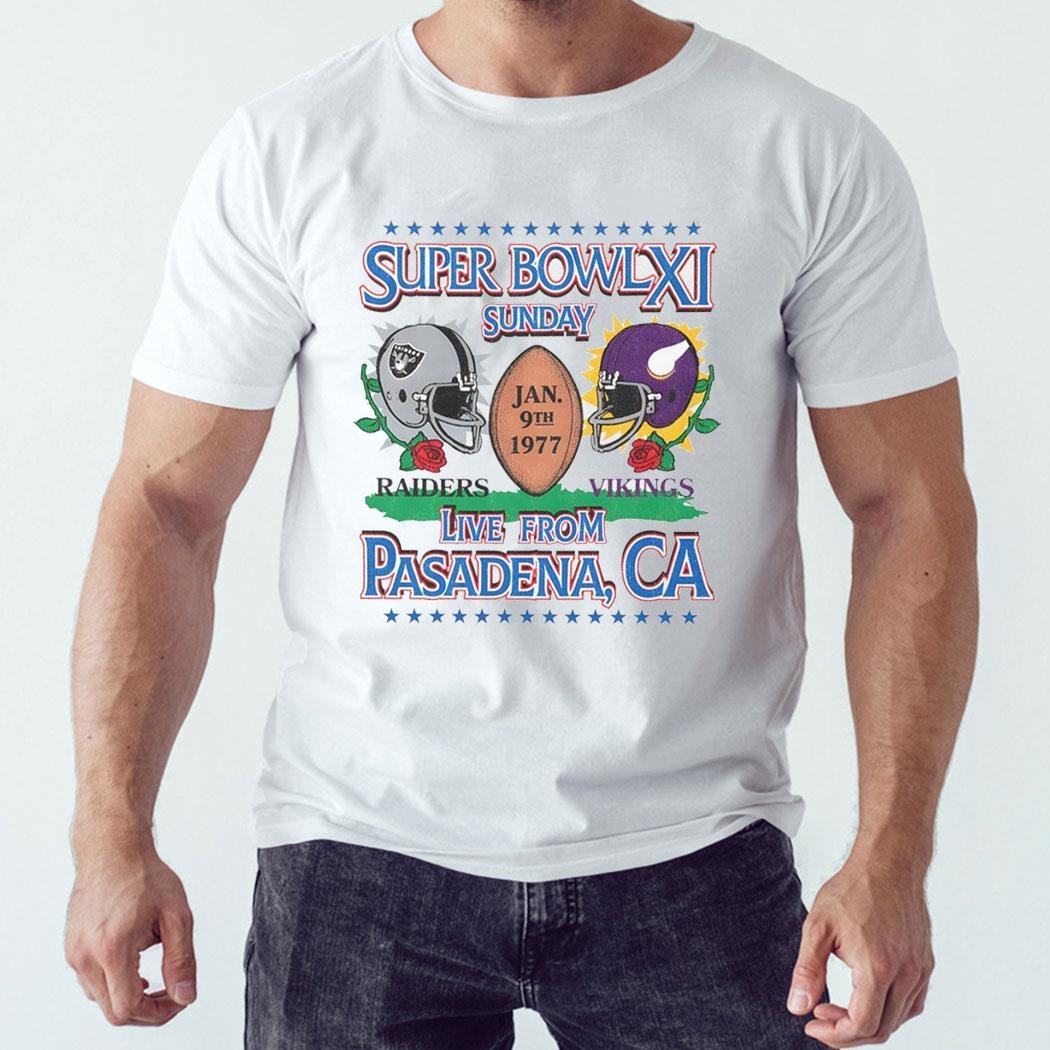 Dueling Super Bowl Xi Las Vegas Raiders Vs Minnesota Vikings 1977 Shirt Ladies Tee
