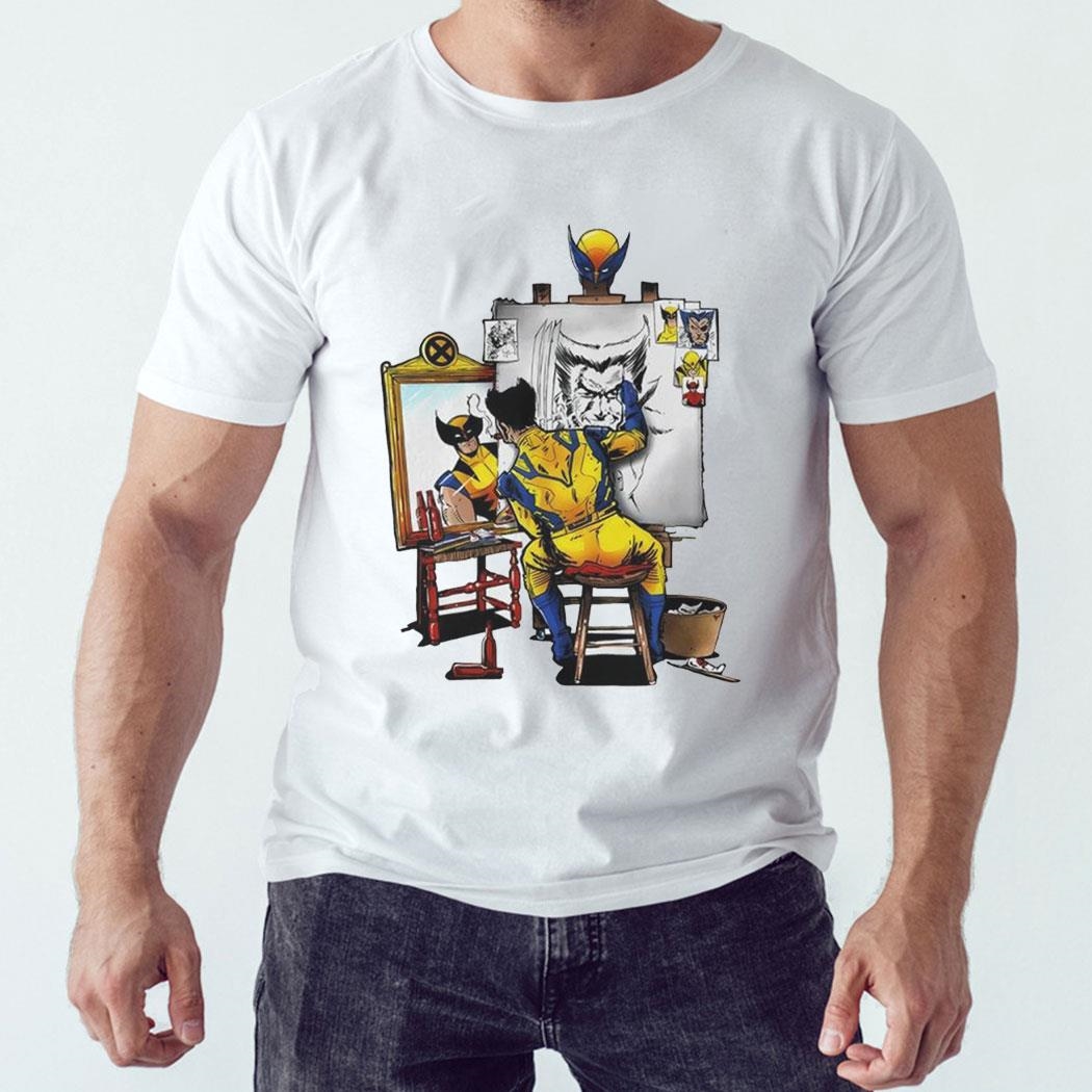 Snikt Portrait Wolverine Norman Rockwells Triple Self Portrait T-shirt Hoodie