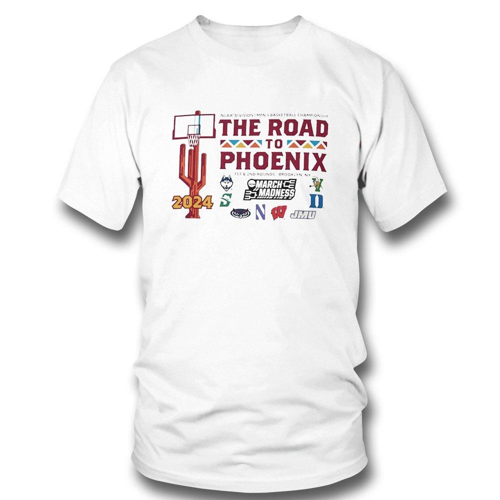 2024 Ncaa Division I Men’s Basketball Championship The Road To Phoenix March Madness Logo Shirt Ladies Tee