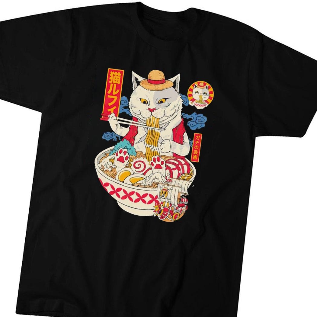 Ramen And One Piece Ramen Cat Pirate Tee Long Sleeve Shirt
