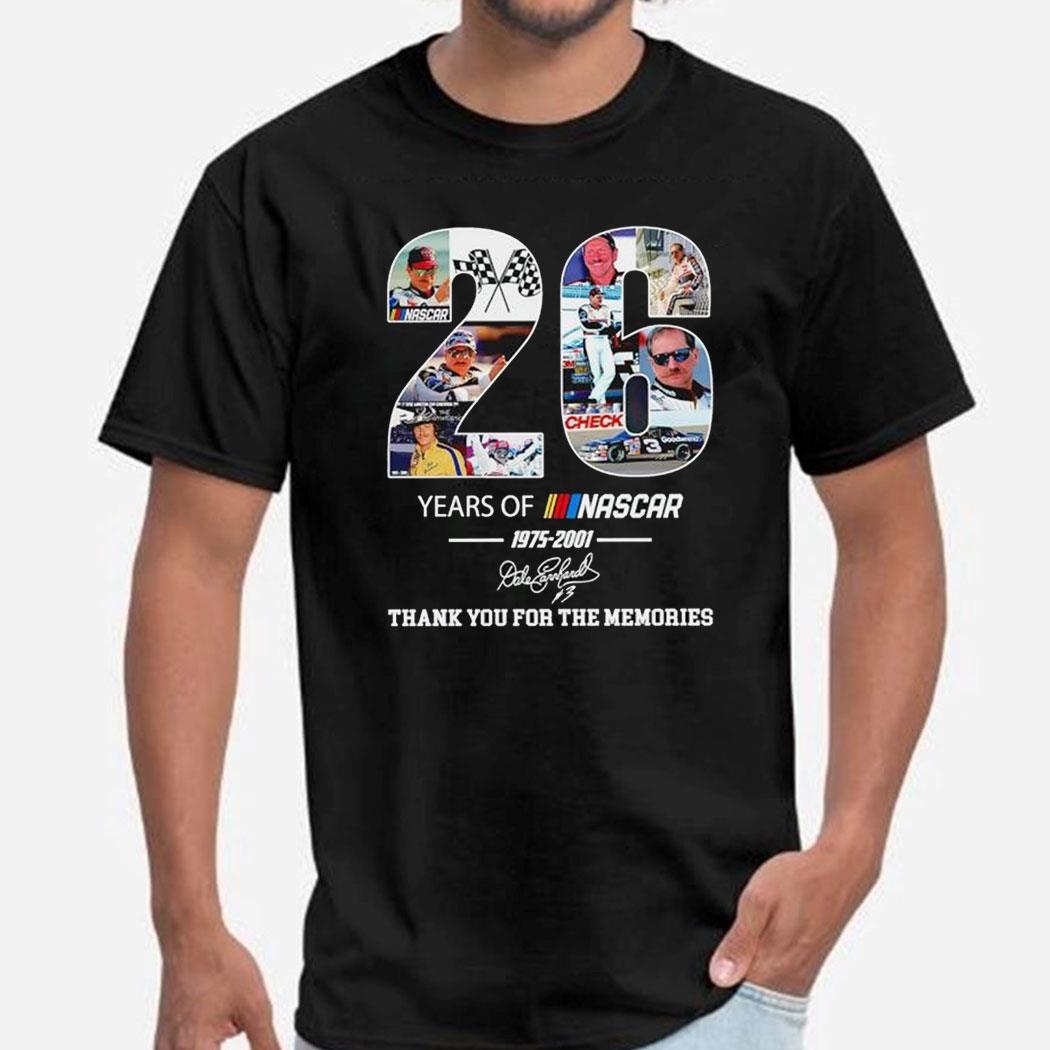 26 Years Of Nascar 1975 2001 Thank You For The Memories Shir Ladies Tee Hoodie