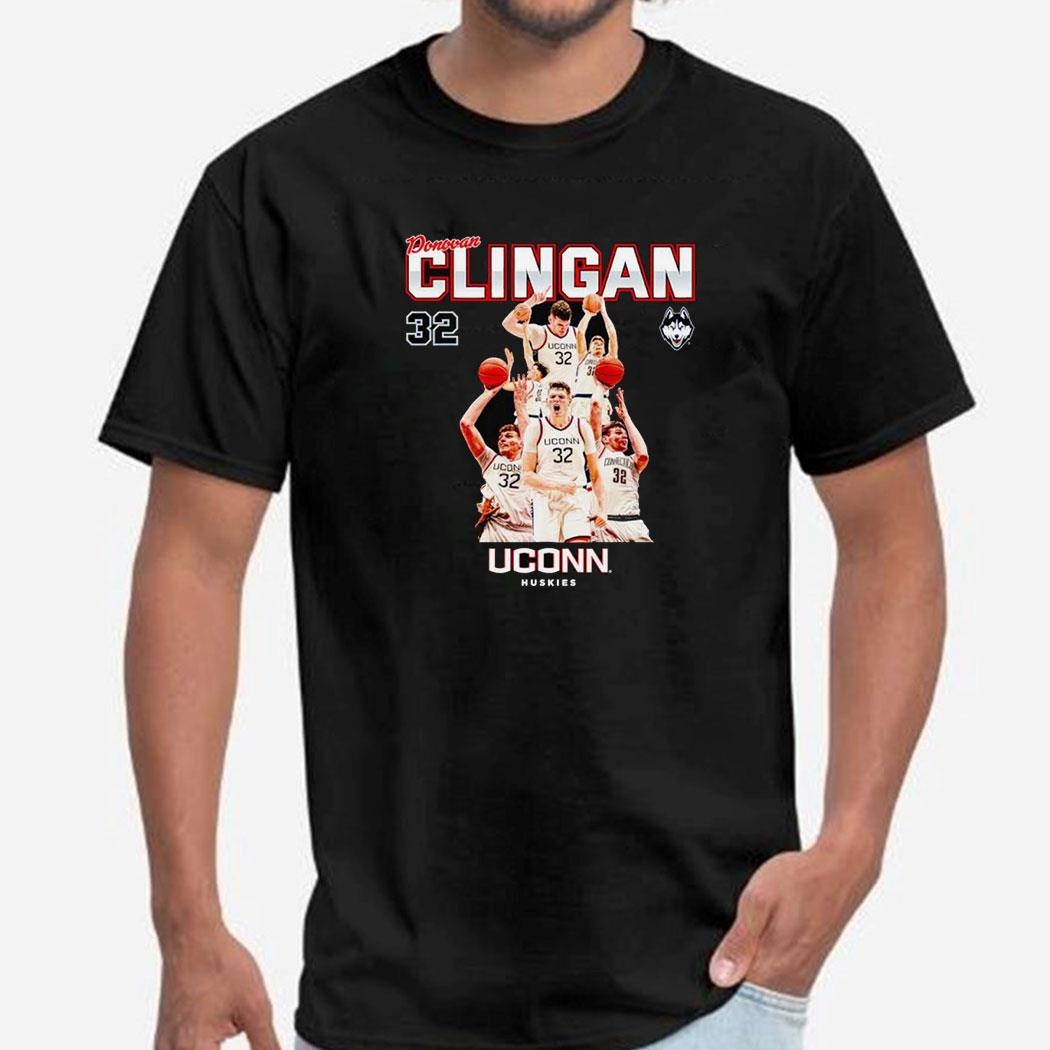Donovan Clingan 32 Uconn Huskies Ncaa Men’s Basketball Post Season Shirt