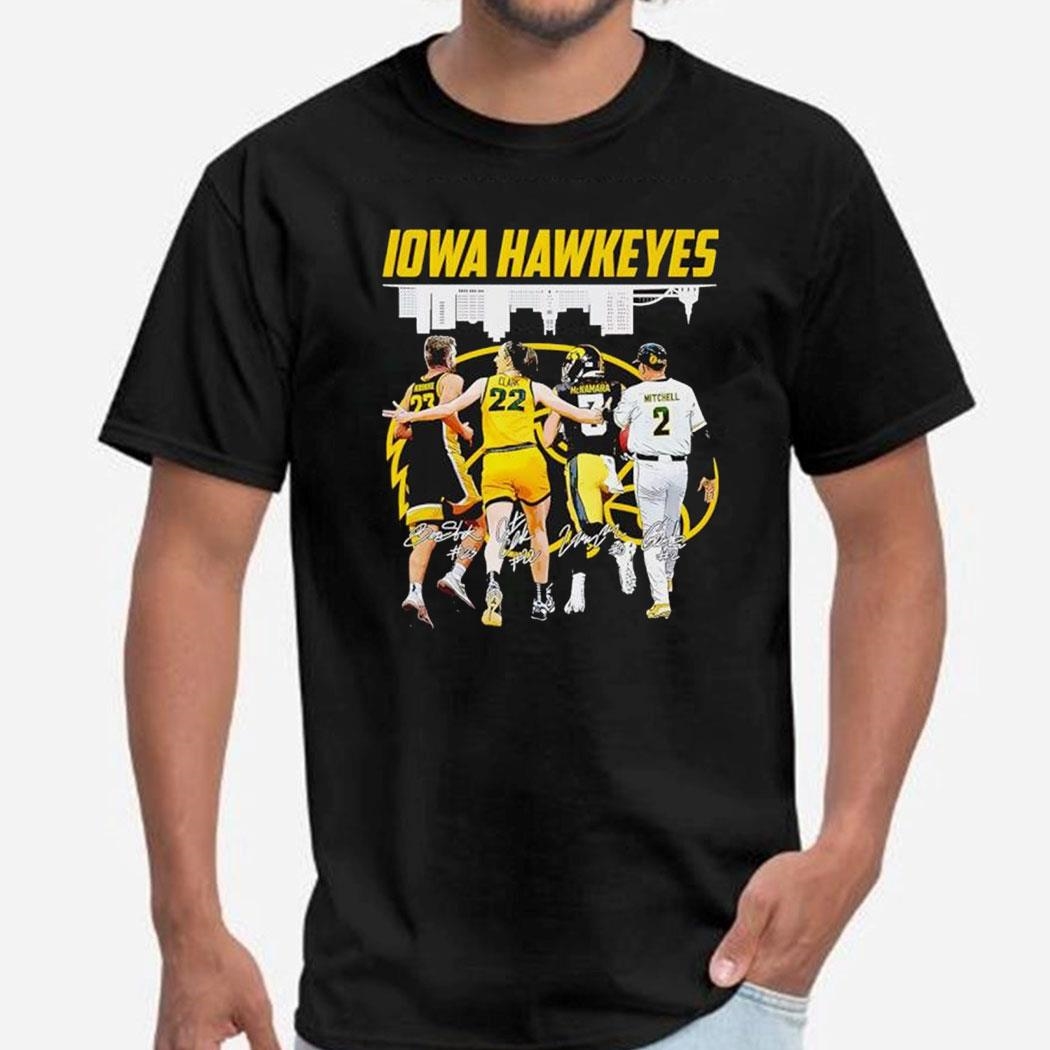 Iowa Hawkeyes Ben Krikke Caitlin Clark Cade Mcnamara Gable Mitchell Signatures Shirt