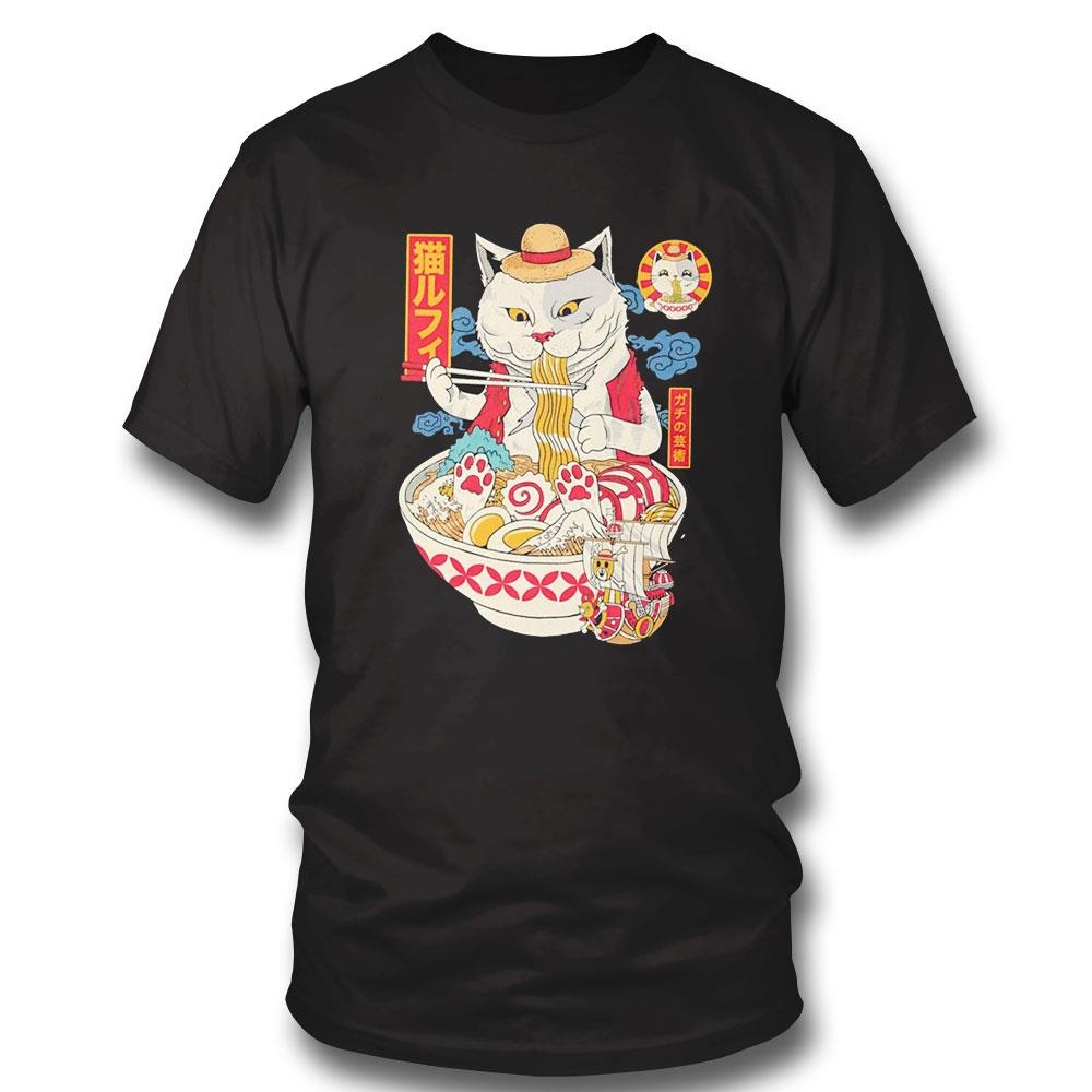 Ramen And One Piece Ramen Cat Pirate Tee Long Sleeve Shirt Ramen And One Piece Ramen Cat Pirate Tee Long Sleeve Shirt