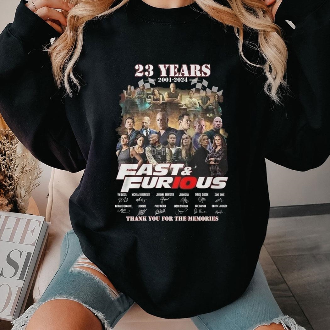 23 Years 2001-2024 Fast Furious Memories Tee Shirt 23 Years 2001-2024 Fast Furious Memories Tee Shirt