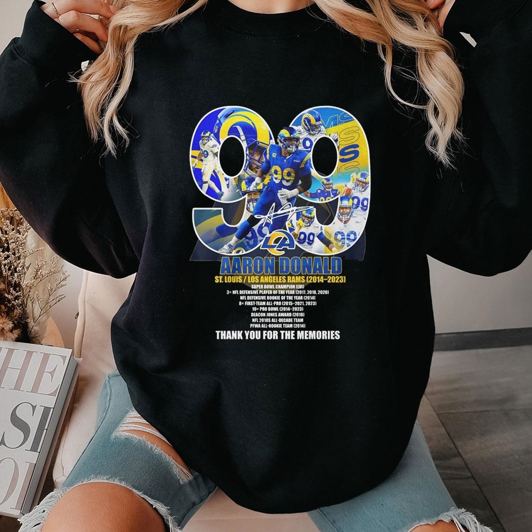 Aaron Donald St Louis – Los Angeles Rams 2014-2023 Thank You For The Memories T-shirt Hoodie Ladies Tee