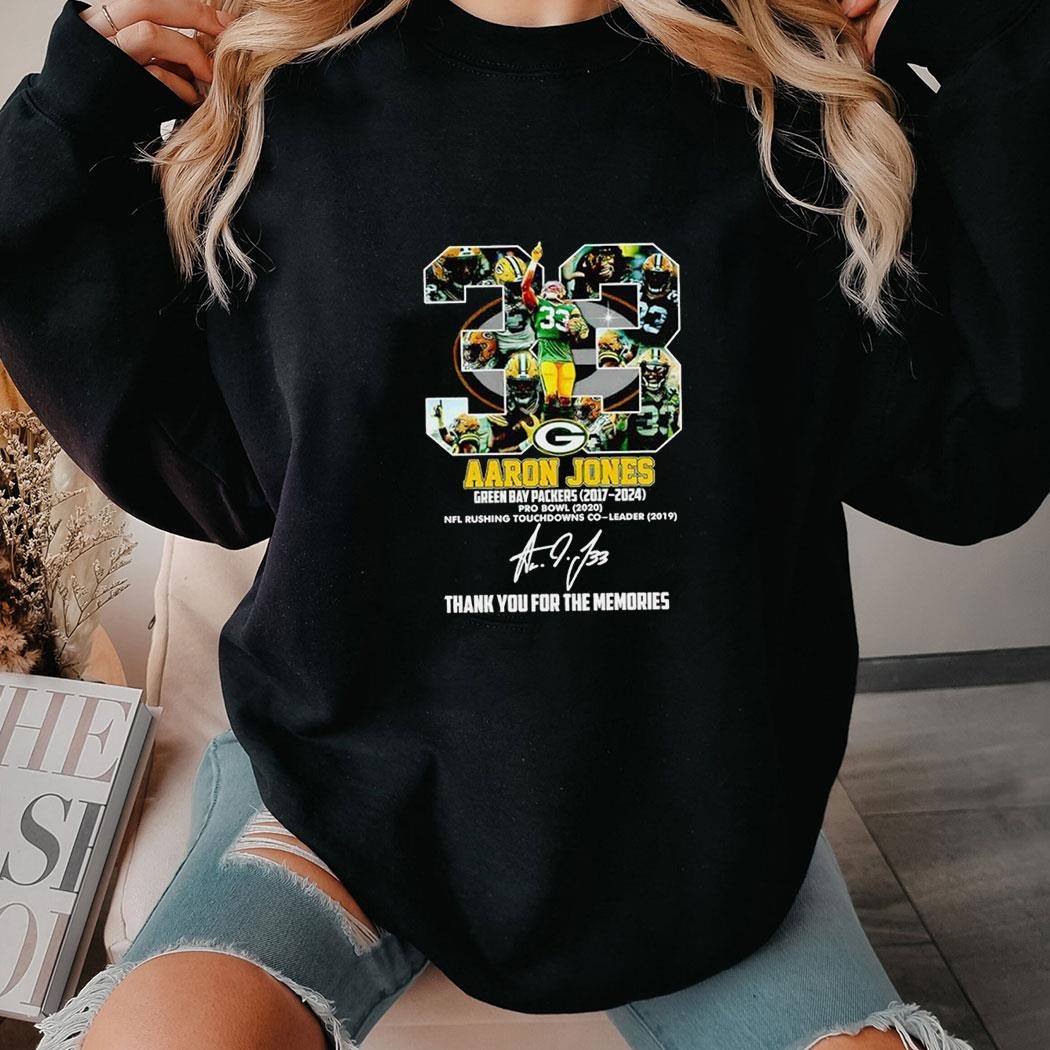 Aaron Jones Green Bay Packers 2017-2024 Thank You For The Memories Signature Shirt Hoodie Ladies Tee