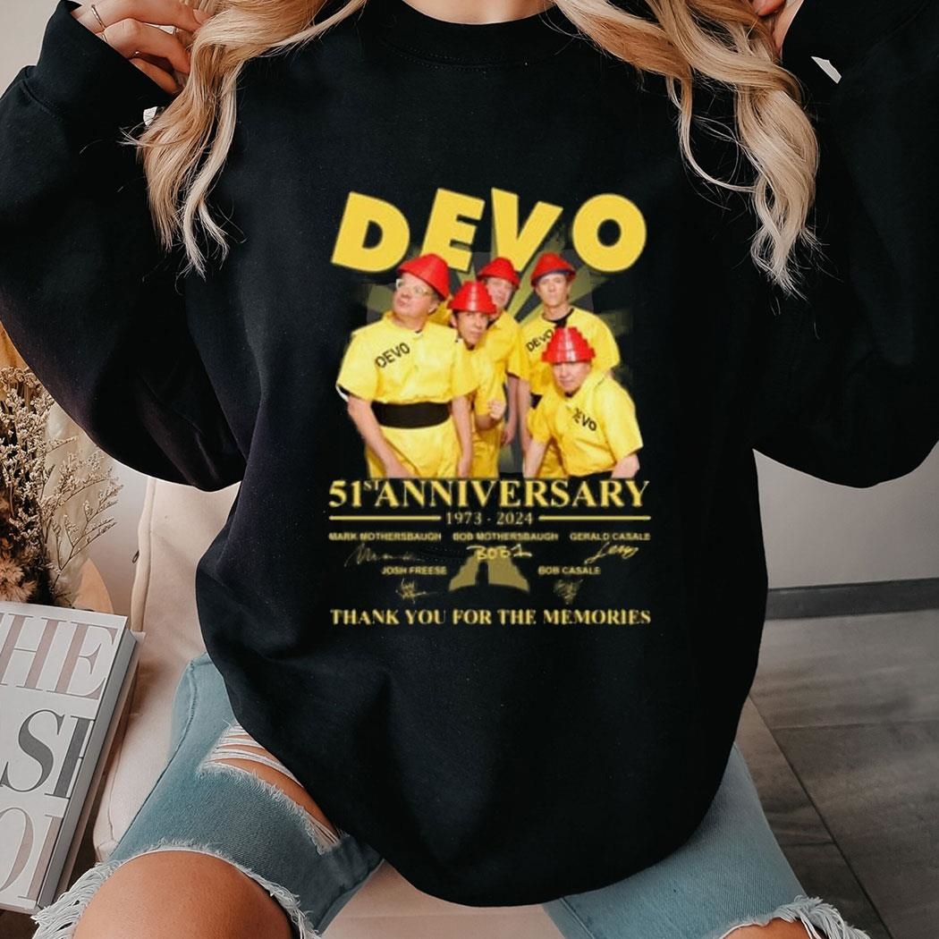 Devo Band 51st Anniversary 1973-2024 Memories T-shirt Ladies Tee
