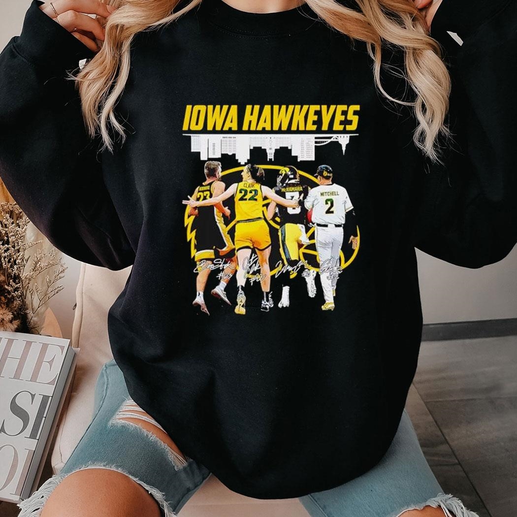Iowa Hawkeyes Ben Krikke Caitlin Clark Cade Mcnamara Gable Mitchell Signatures Shirt