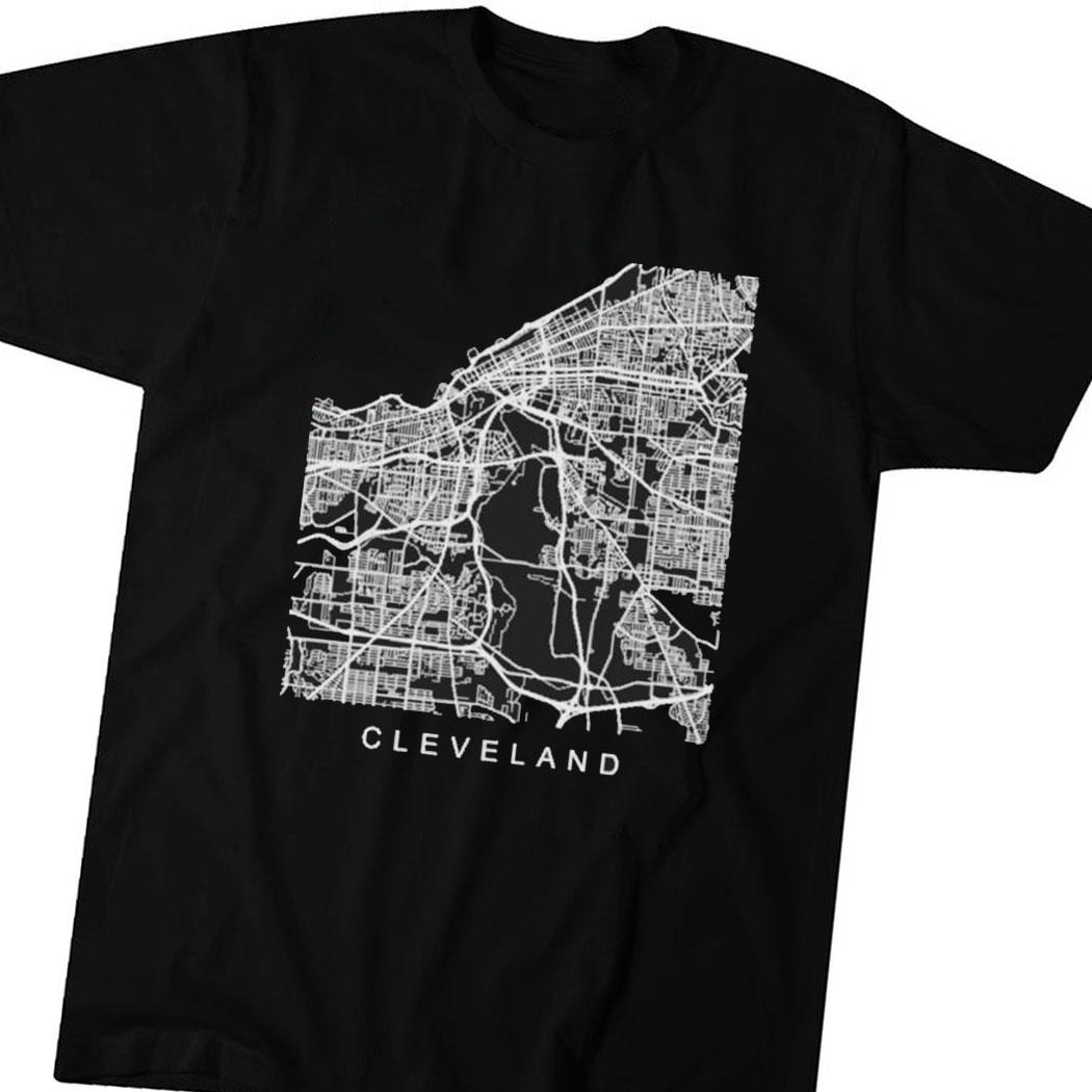 Cleveland Oh Minimalist City Street Map Light Shirt Hoodie Ladies Tee