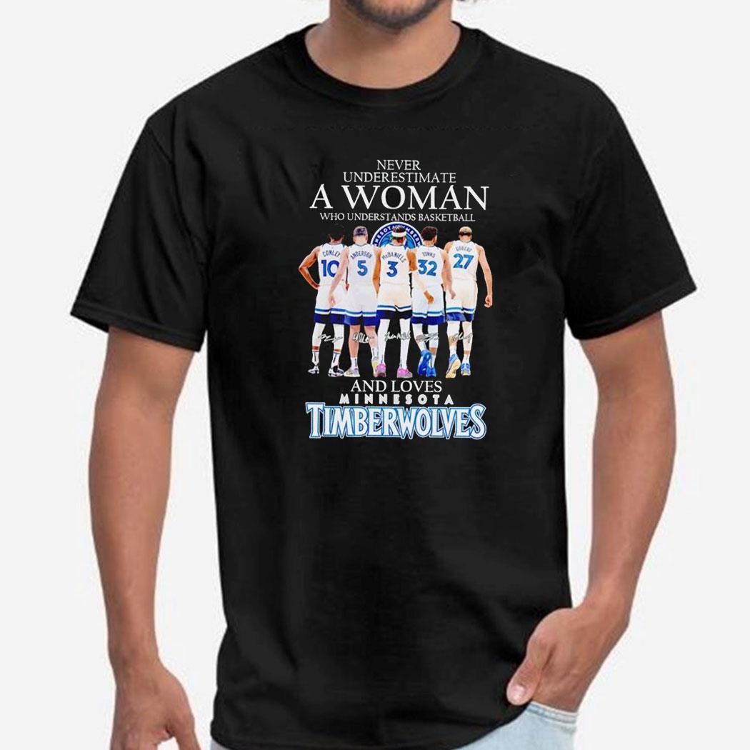 Never Underestimate A Woman Who Understands Basketball And Loves Minnesota Timberwolves Signatures Shirt