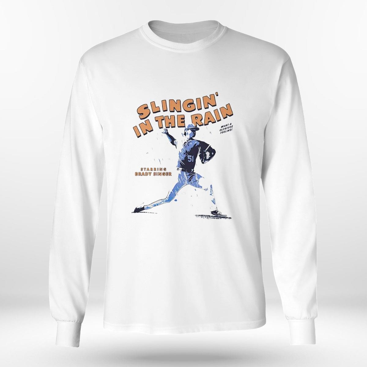 Brady Singer Slingin’ In The Rain Kansas City Royals Shirt Brady Singer Slingin’ In The Rain Kansas City Royals Shirt