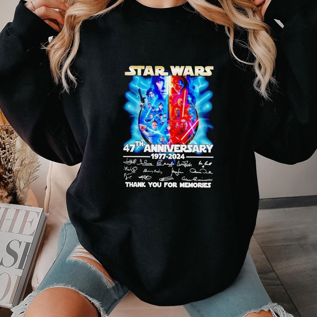 Outer Space Star Wars 47th Anniversary 1977-2024 Thank You For The Memories Shirt