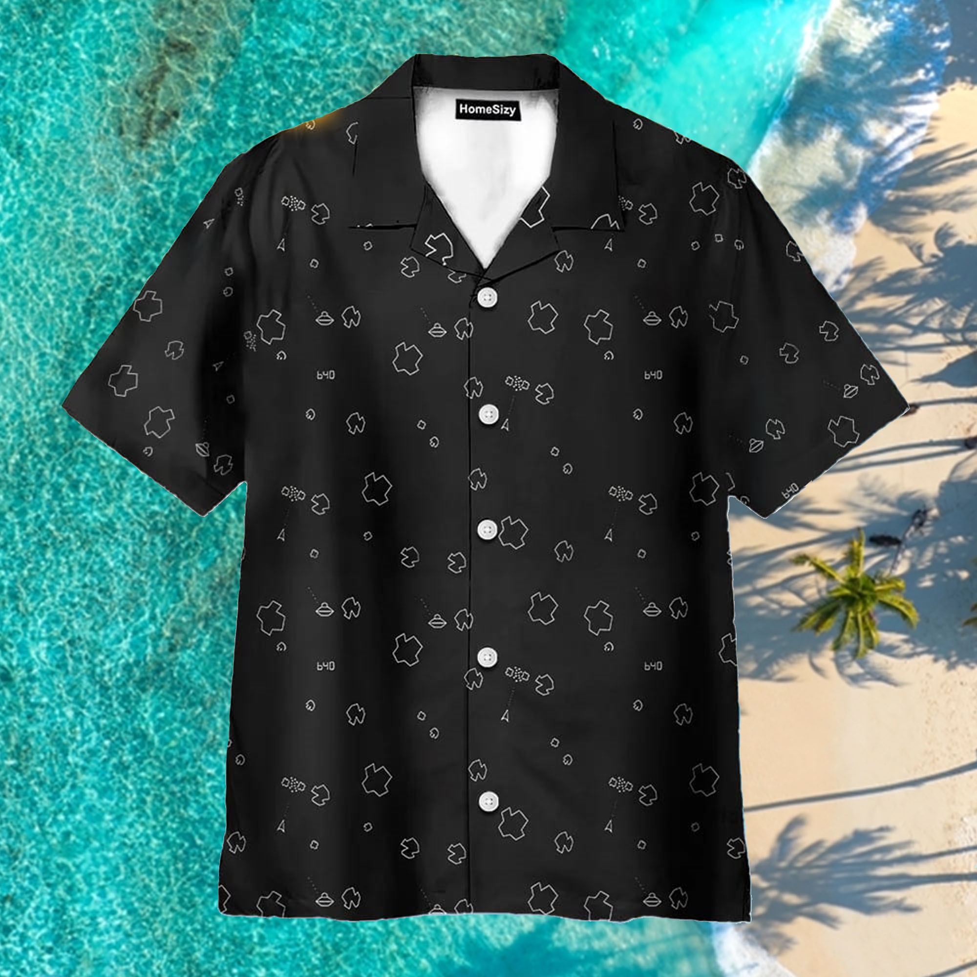 Asteroid Gameplay Black Aloha Hawaiian Shirt Asteroid Gameplay Black Aloha Hawaiian Shirt