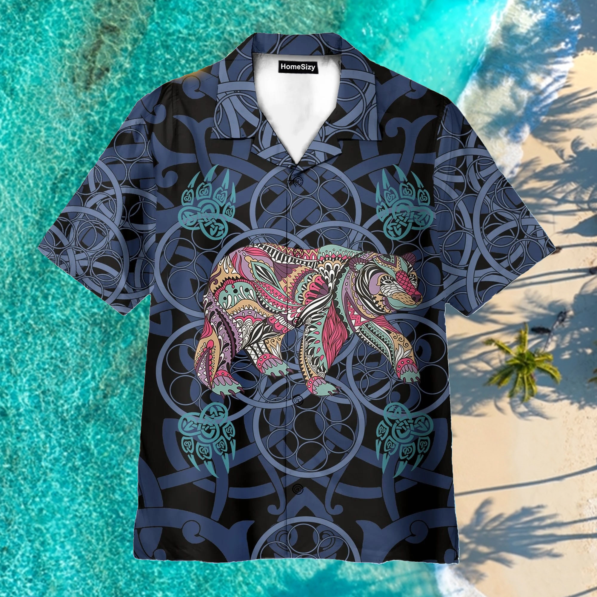 Bear Blue Mandala Aloha Hawaiian Shirt
