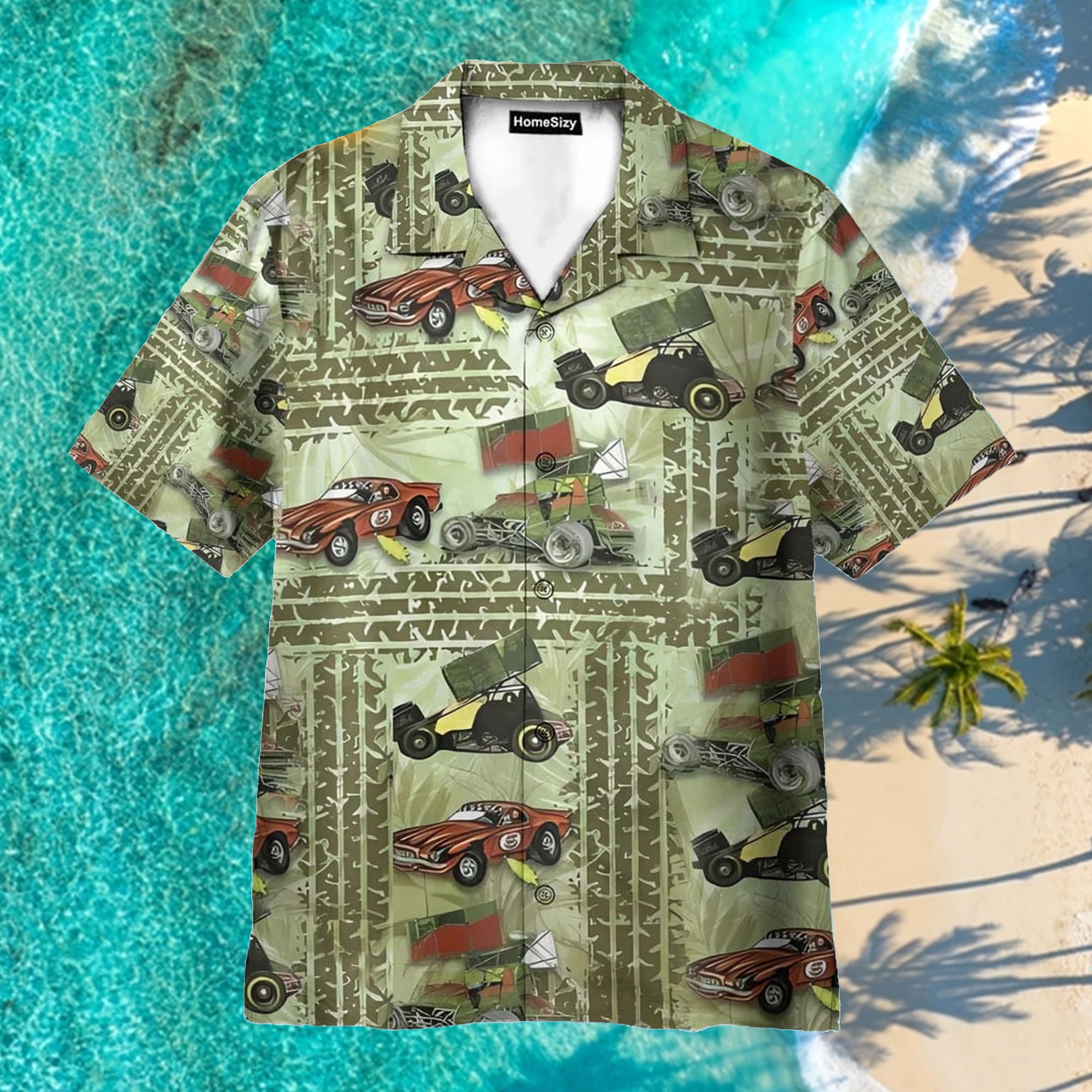 Dirt Track Racing Blue Aloha Hawaiian Shirt