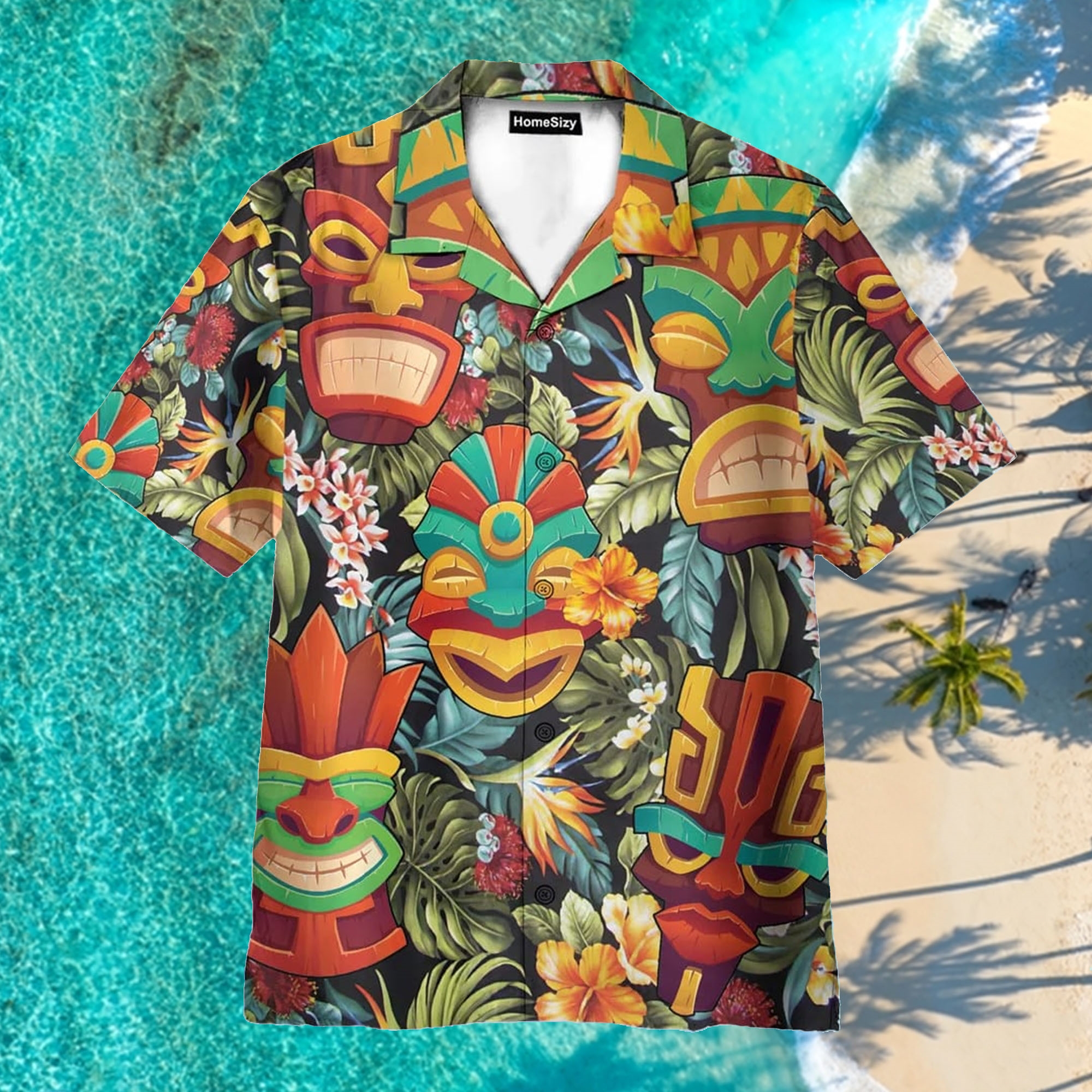 Tiki Head Tropical Leaves Pattern Aloha Hawaiian Shirt Tiki Head Tropical Leaves Pattern Aloha Hawaiian Shirt