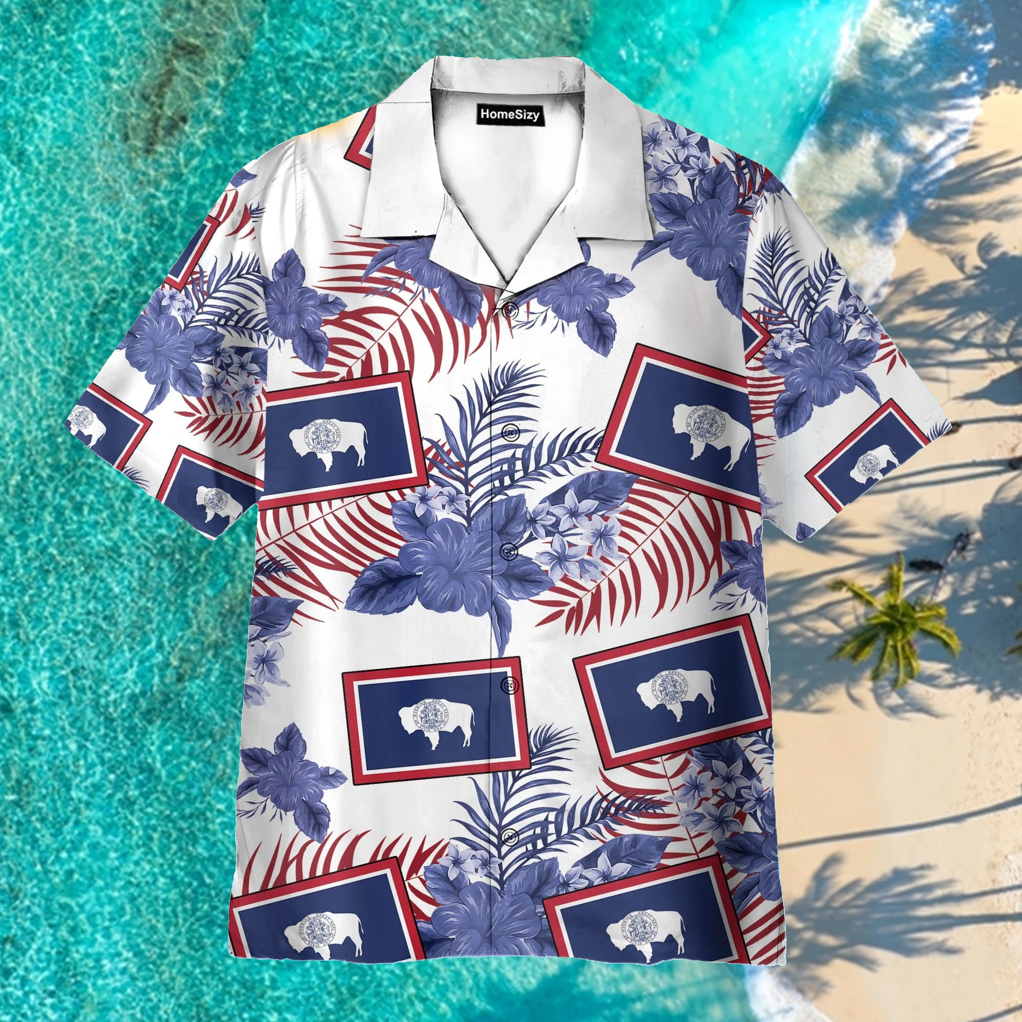 Wyoming Proud Palm Leaves Aloha Hawaiian Shirt Wyoming Proud Palm Leaves Aloha Hawaiian Shirt
