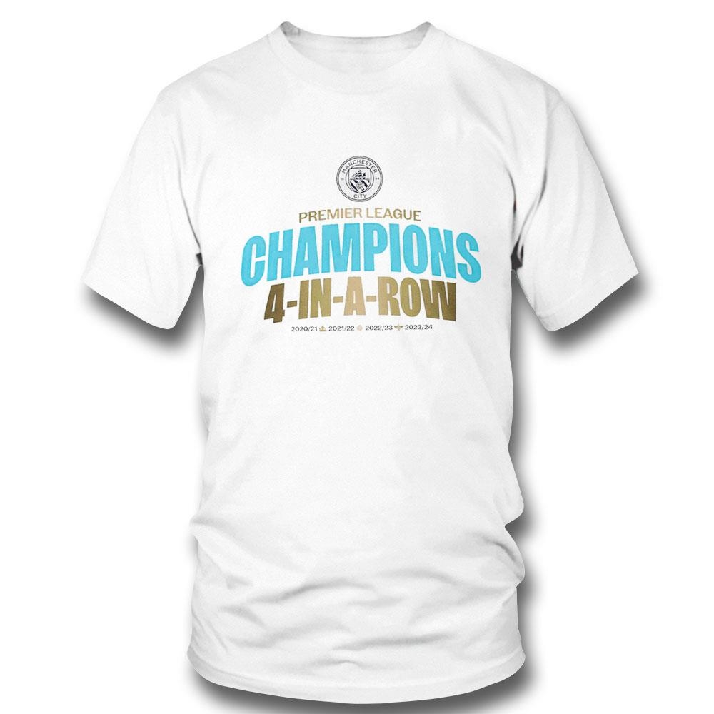 Manchester City Fc Premier League Champions Four Time Consecutive Lockup Shirt Hoodie