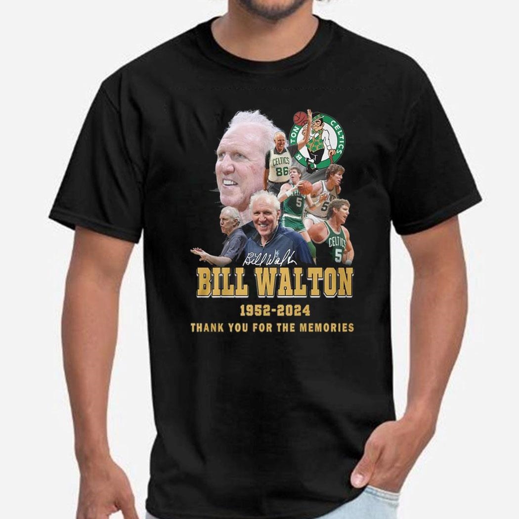 Boston Celtics Bill Walton 1952-2024 Thank You For The Memories Signature Shirt