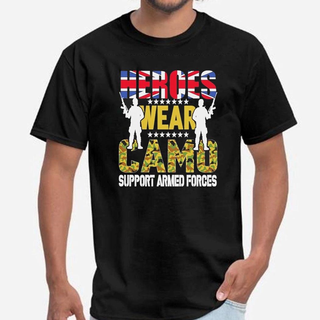 Heroes Wear Camo Support Armed Forces Day Uk T-shirt Ladies Tee