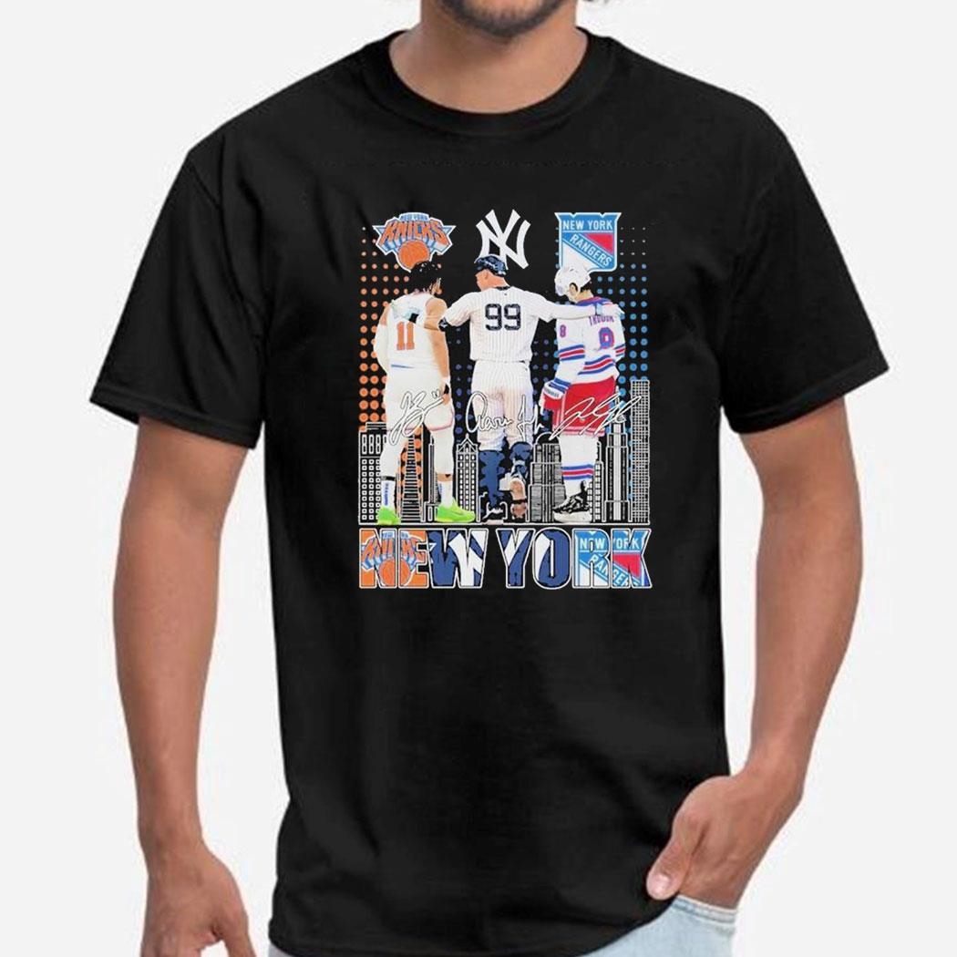New York Knicks Jalen Brunson Ny Yankees Aaron Judge Ny Rangers Walt Tkaczuk T-shirt Ladies Tee