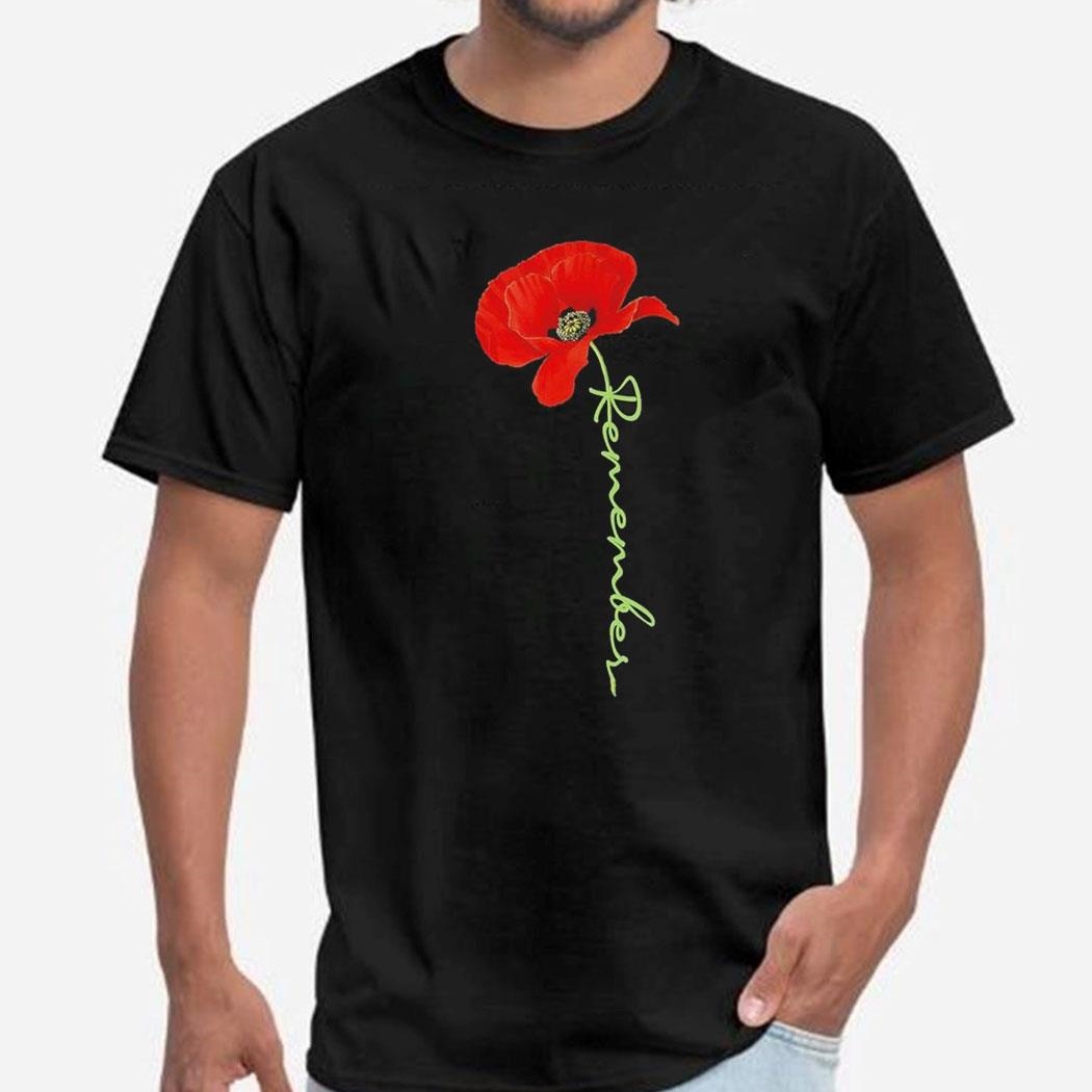 Patriotic Red Poppy Flowers Design Veterans And Memorial Day Tee Ls Shirt