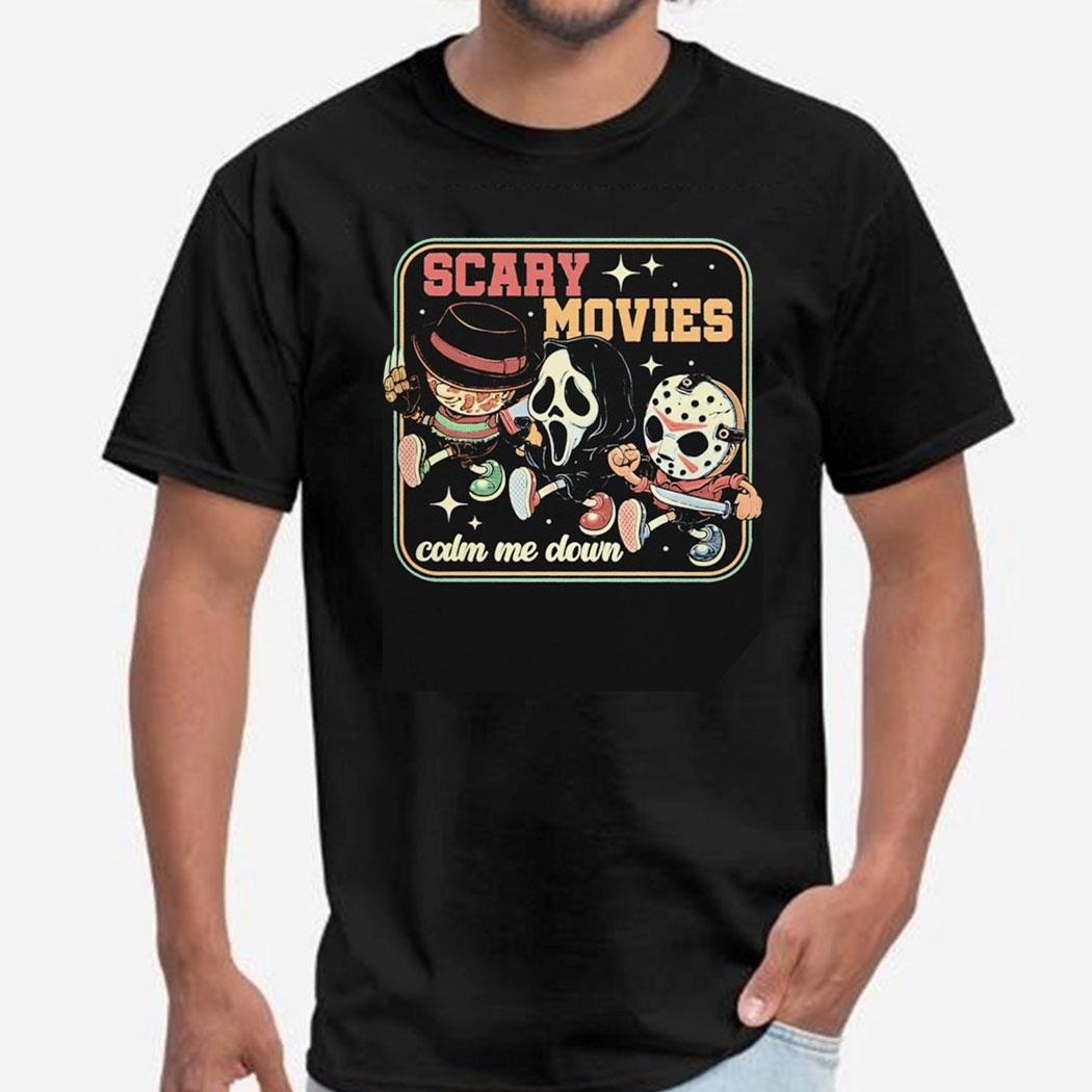 Scary Movies Calm Me Down Freddy Krueger Ghostface And Jason Voorhees Chibi Tee Hoodiepng