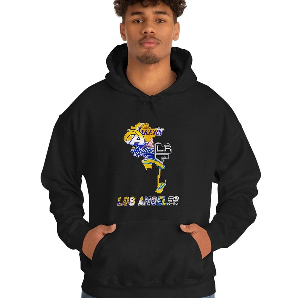 Los Angeles Map Sports Teams Logo Tee Hoodie Los Angeles Map Sports Teams Logo Tee Hoodie