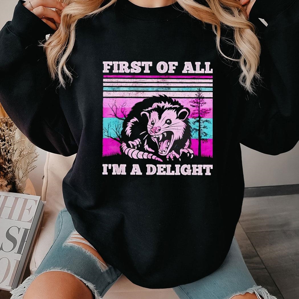 First Of All I’m A Delight Sarcastic Angry Opossum Possum Tee Hoodiepng