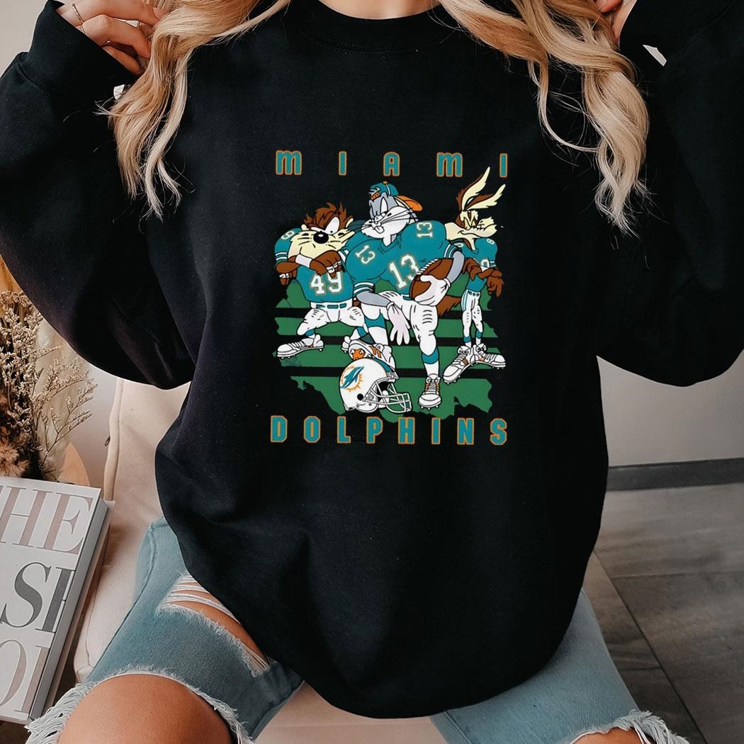 Miami Dolphins Bugs Bunny Tasmanian Devil Wile E Coyote Shirt Hoodie