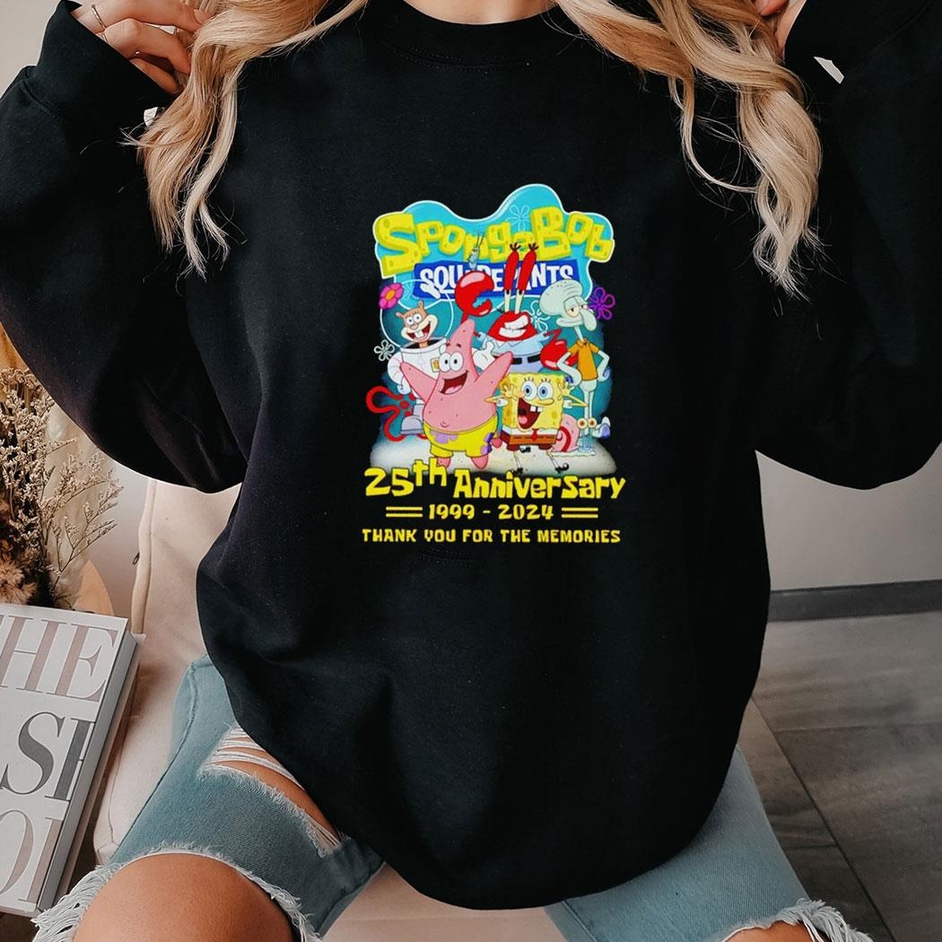 Spongebob Squarepants 25th Anniversary 1999-2024 Thank You For The Memories Shirt Hoodie