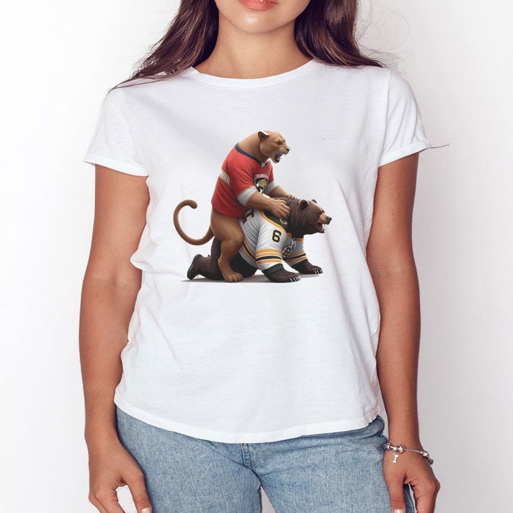 Florida Panthers Drive Boston Bruins Mascot Shirt Ladies Tee