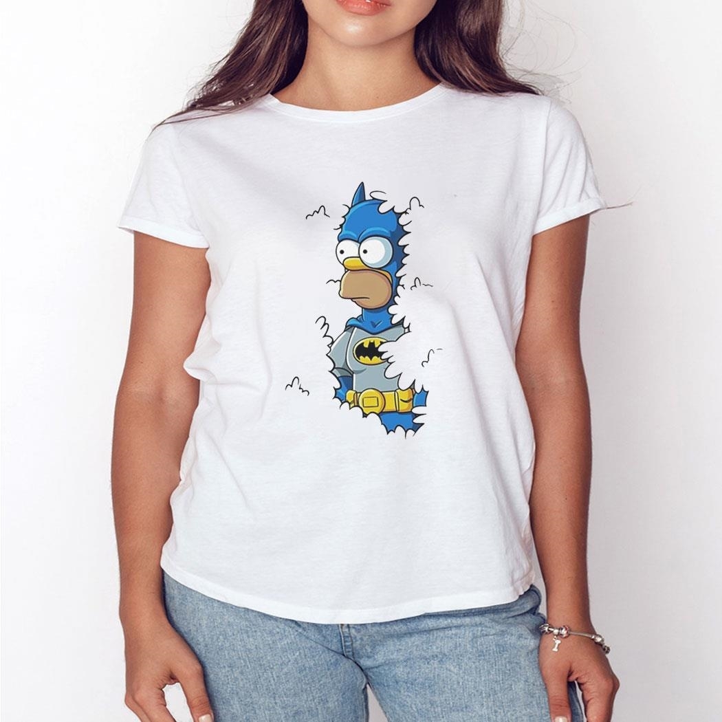Homer Simpson As Batman Backing Into The Hedge Shirt Ladies Tee