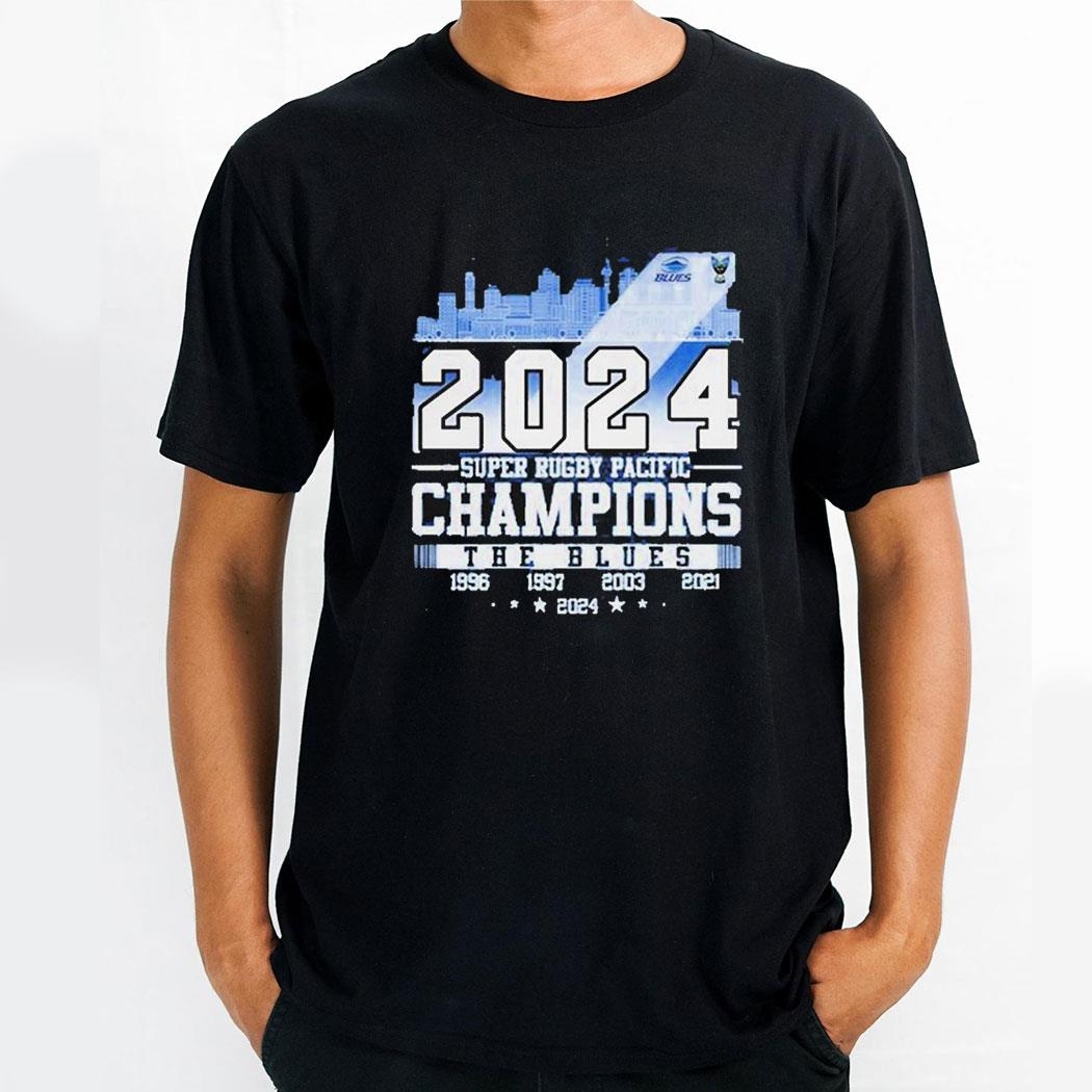 Blues Rugby Union Team 2024 Super Rugby Pacific Champions Skyline Shirt Hoodie