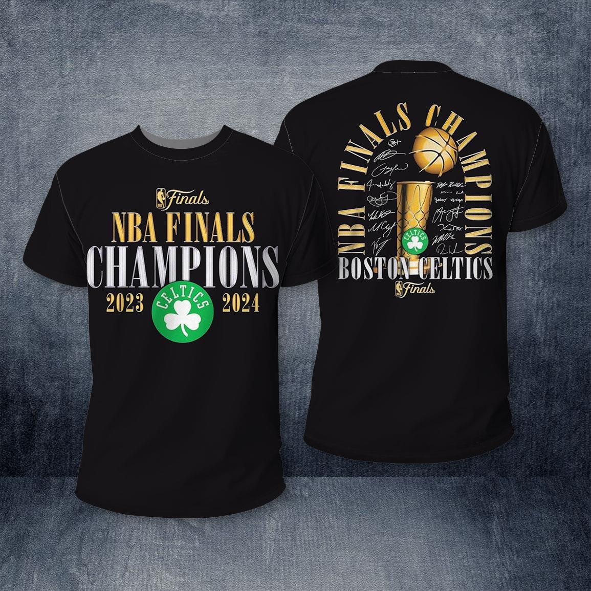 Boston Celtics 2024 Nba Finals Champions Fade Away Jumper Roster Signature Shirt