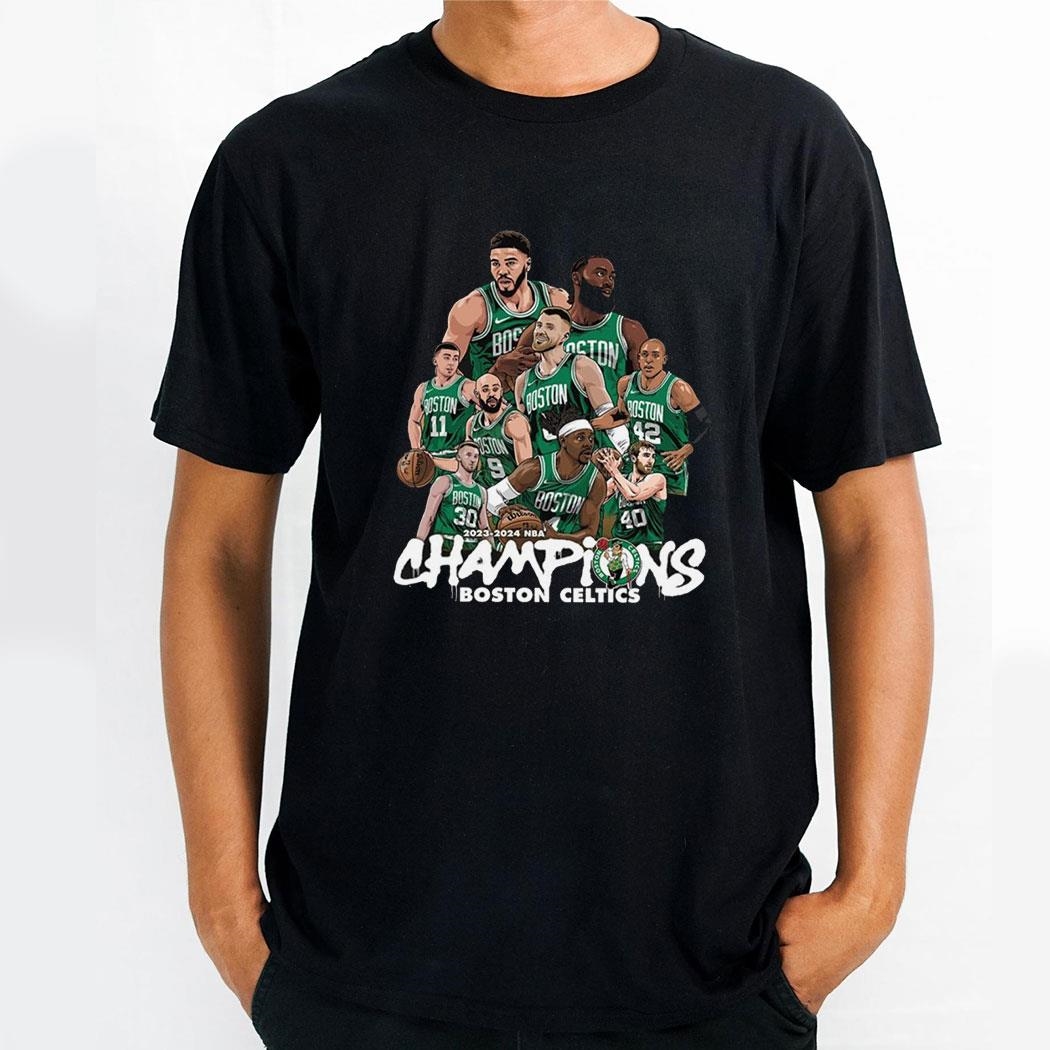 Boston Celtics Basketball 2023 2024 Nba Champions Team Cartoon Shirt Hoodie