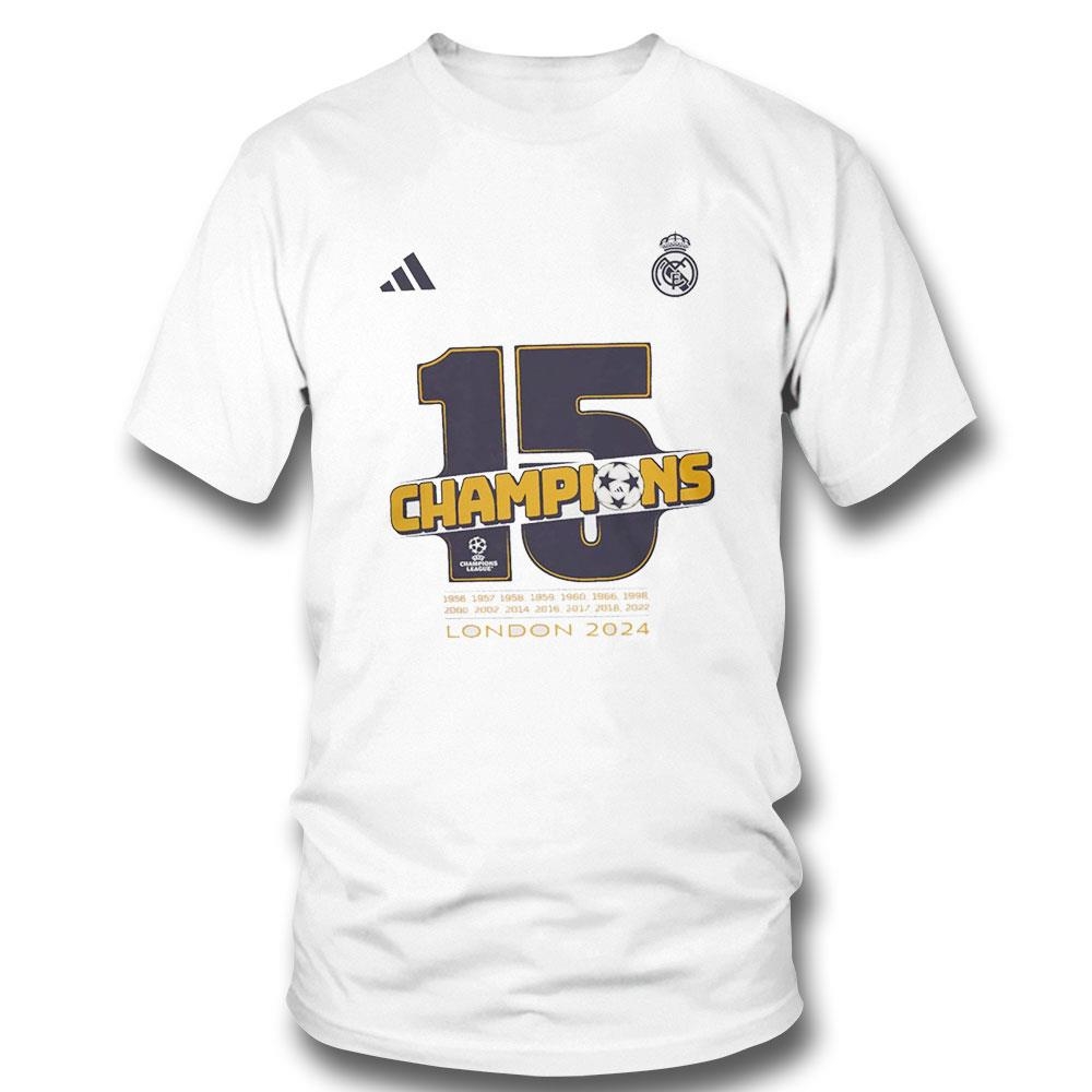 Real Madrid 2023 2024 Uefa Champions League Champions 15 Champions London Tee Hoodie