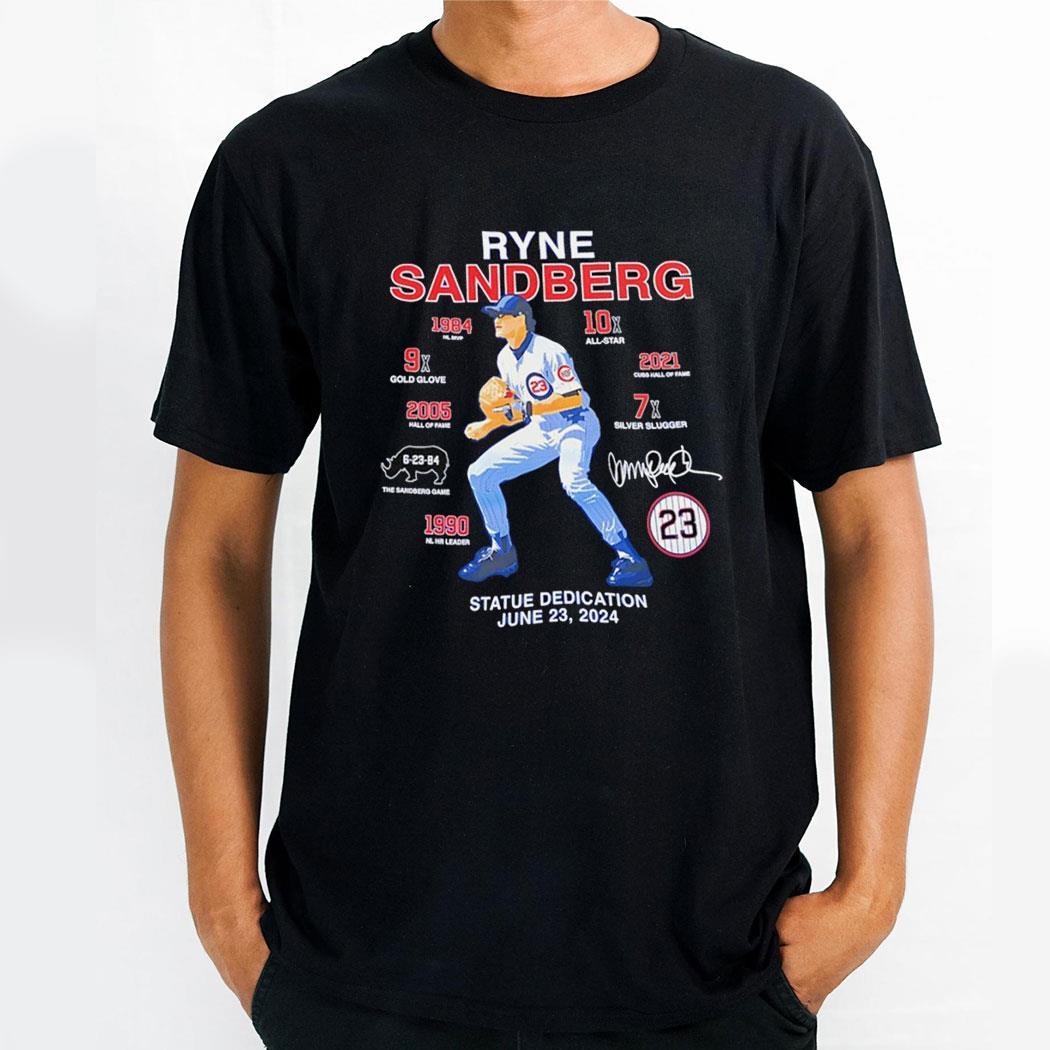 Ryne Sandberg Chicago Cubs Statue Dedication June 23 2024 Signature Shirt