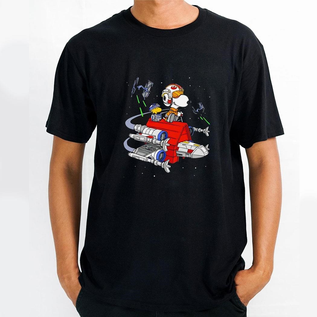 Snoopy And Woodstock Flying Into Space Shirt Hoodie