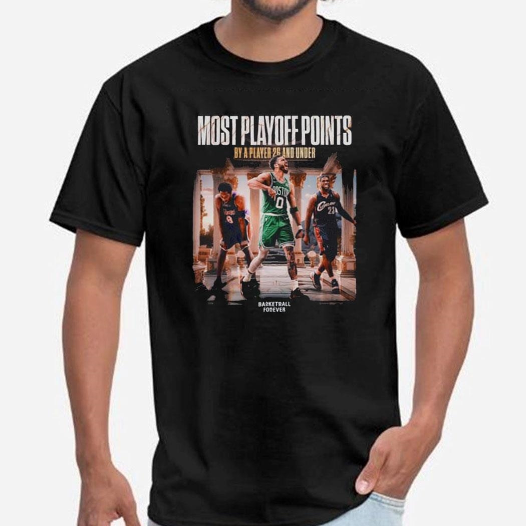 Boston Celtics Basketball Most Playoff Points By A Player 26 And Under Champions Shirt