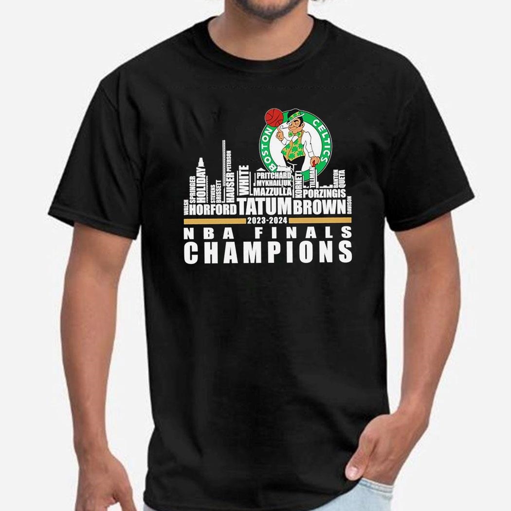 Boston Celtics Skyline By Names Player Nba Finals Champions 2023 2024 Shirt Hoodie