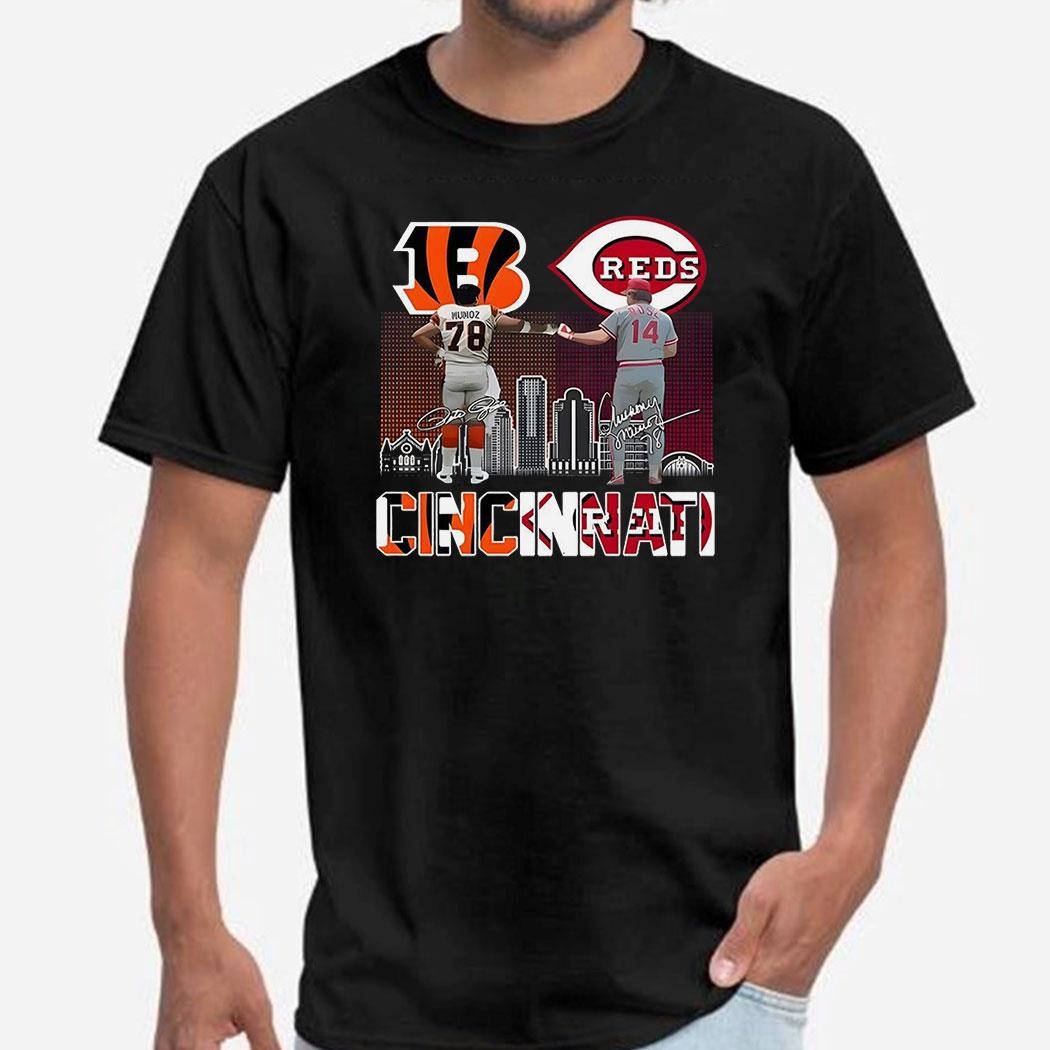 Cincinnati Anthony Munoz Cincinnati Bengals And Pete Rose Cincinnati Reds Signature Tee
