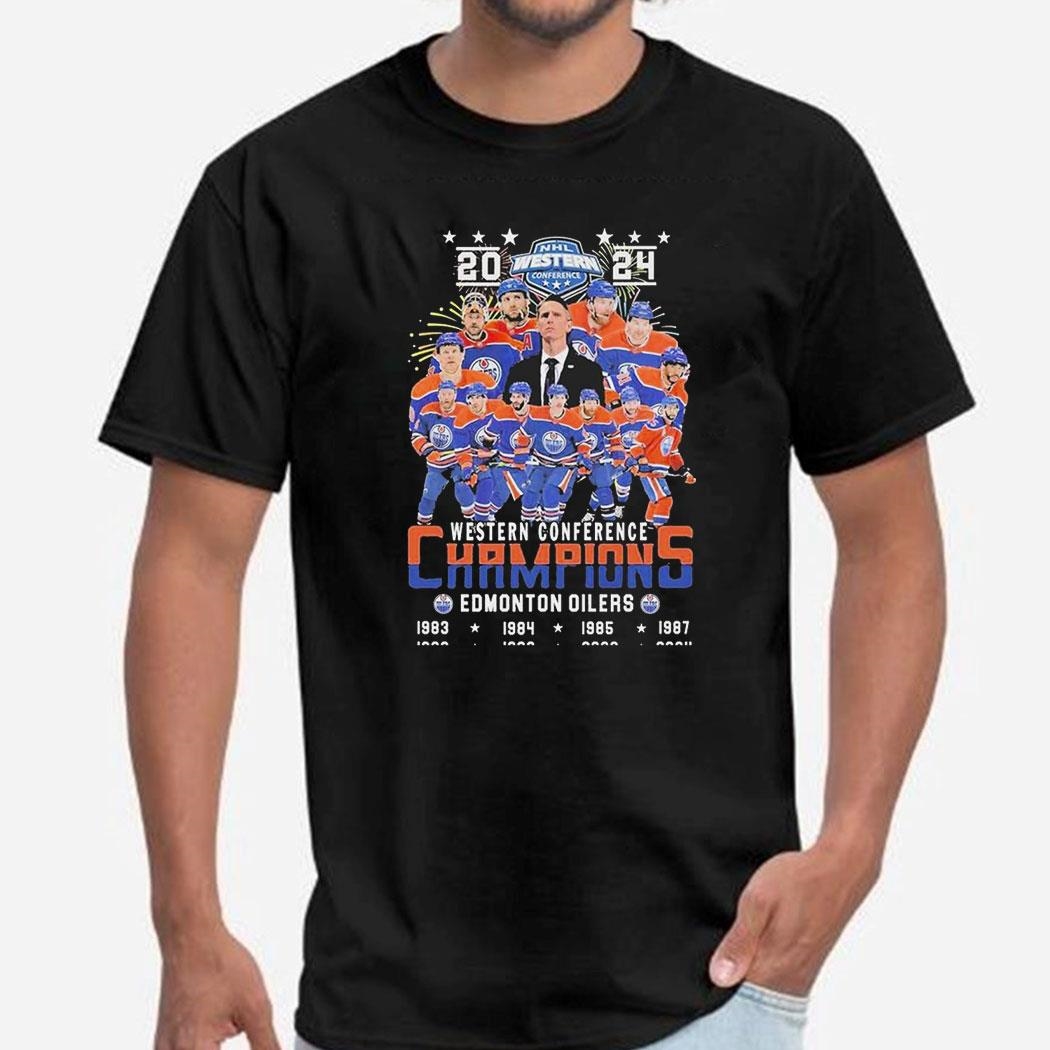 Western Conference 8-time Champions Edmonton Oilers 2024 Tee Hoodie