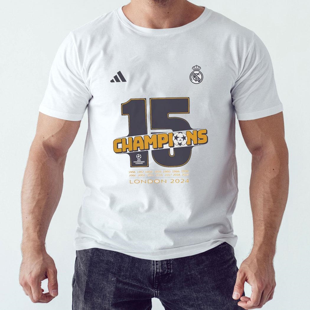 Real Madrid 2023 2024 Uefa Champions League Champions 15 Champions London Tee Hoodie