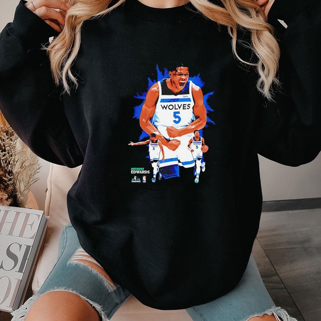 Anthony Edwards Minnesota Timberwolves Basketball Tee Ls Shirt